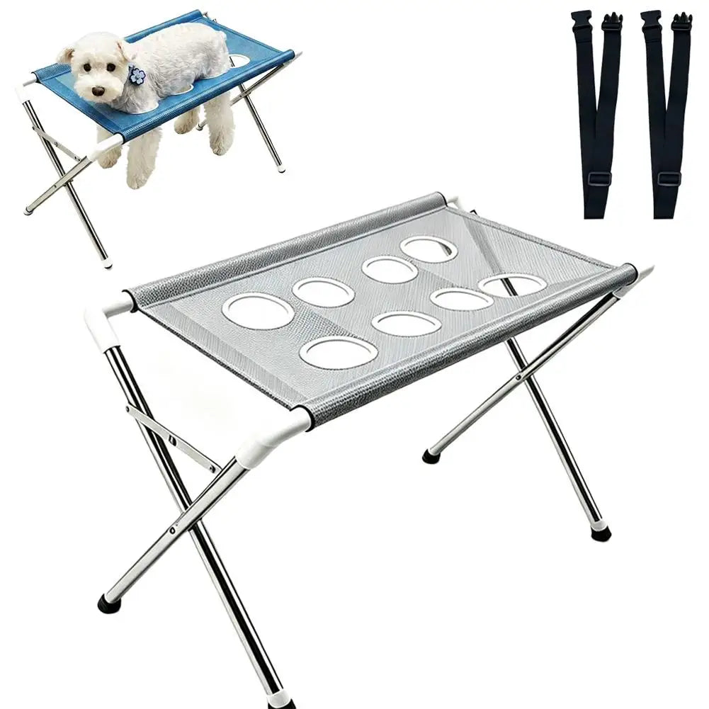 Foldable Pet Grooming Hammock Stand Dog Cat Bathing Drying Table Nail Trimming Holder Helper Adjustable Restraint Rack For Pets