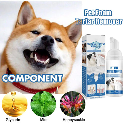 Dog Tartar Remover For Teeth Foam Natural Dental Care Solution Foam Control Tarter and Plaques Clean Teeth Without Brushing
