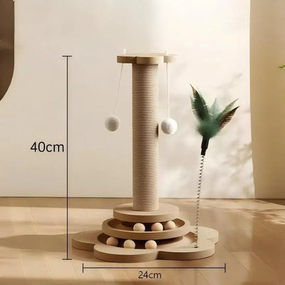 Ormollo™ Wooden Cat Turntable Toy with Scratching Board