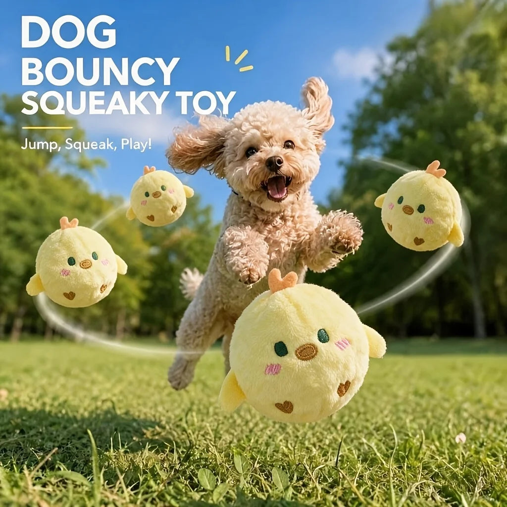 Interactive Squeaky Bouncing Chick Ball – Chew-Resistant Slow-Rebound Pet Toy for Dogs & Cats, Boredom Reliever, Fun Sound Gift