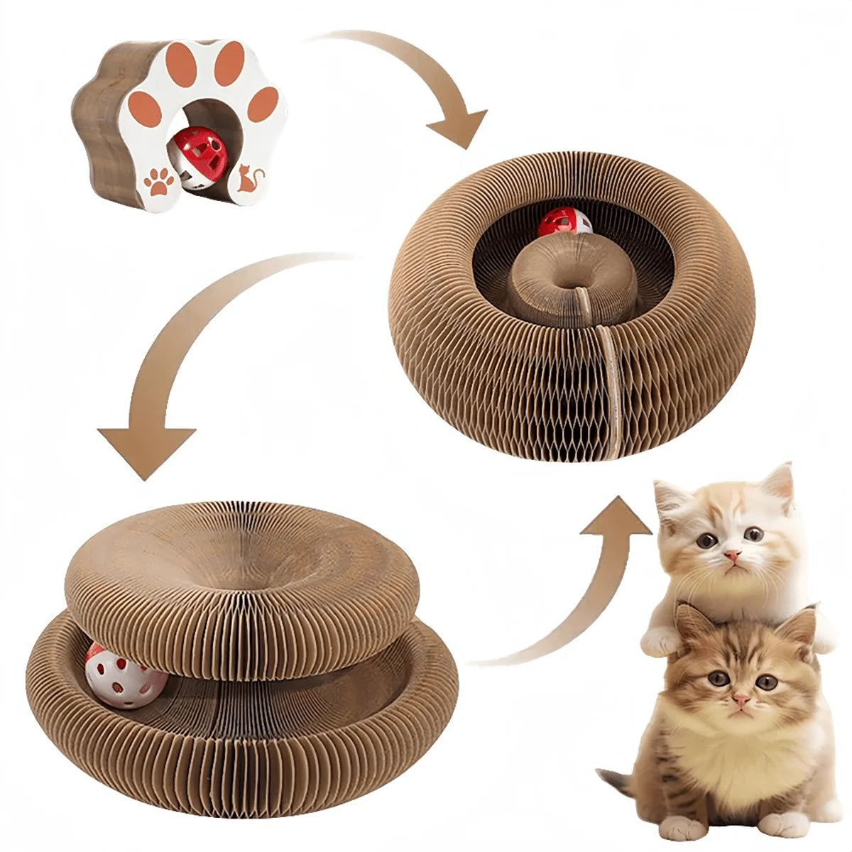 Ormollo™ Foldable Cat Scratcher with Bell & Catnip