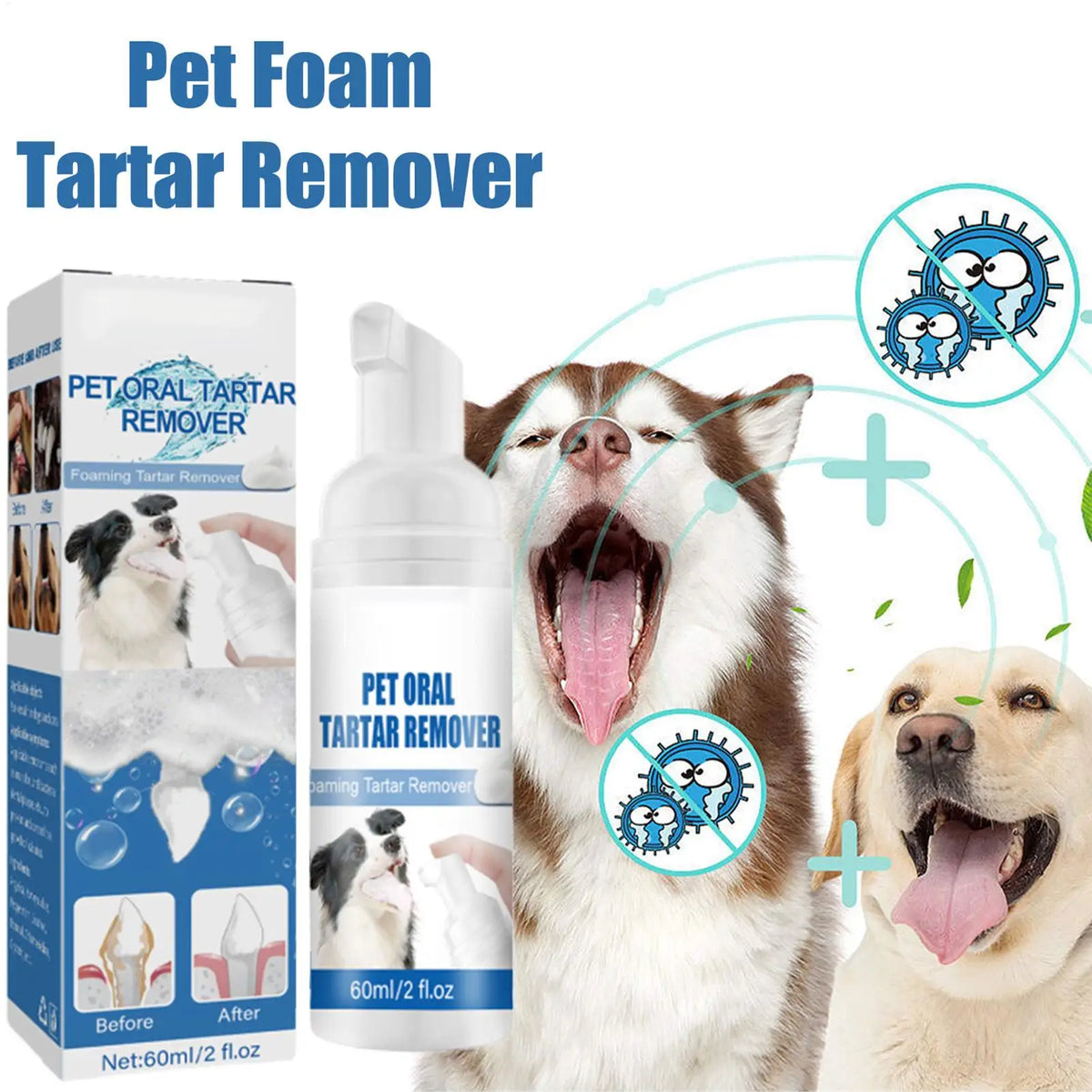 Dog Tartar Remover For Teeth Foam Natural Dental Care Solution Foam Control Tarter and Plaques Clean Teeth Without Brushing