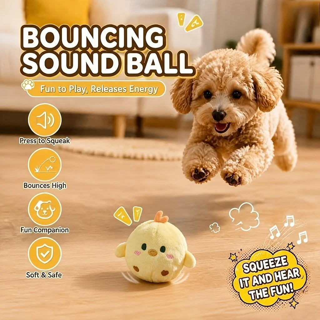 Interactive Squeaky Bouncing Chick Ball – Chew-Resistant Slow-Rebound Pet Toy for Dogs & Cats, Boredom Reliever, Fun Sound Gift