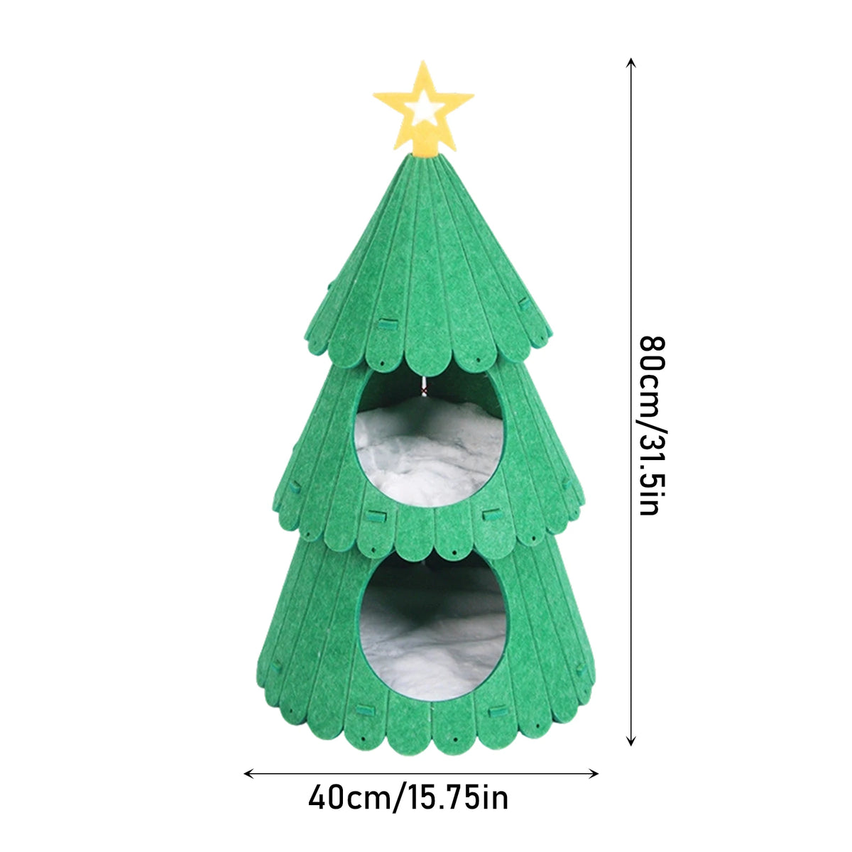 Ormollo™ Christmas Tree Cat Cave Bed with Ornaments