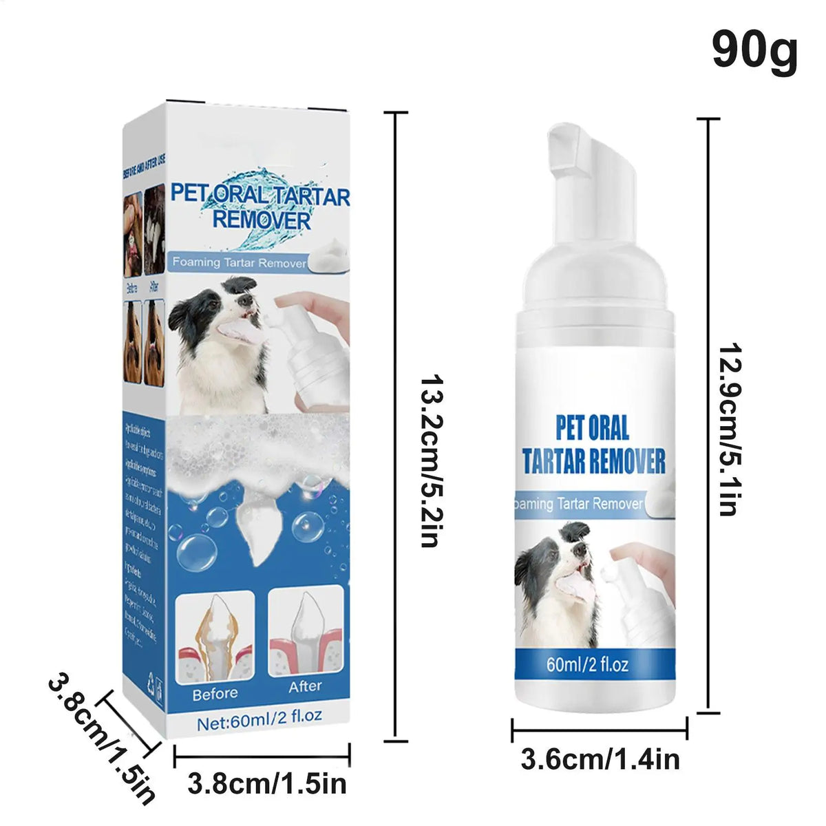 Dog Tartar Remover For Teeth Foam Natural Dental Care Solution Foam Control Tarter and Plaques Clean Teeth Without Brushing