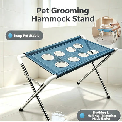 Foldable Pet Grooming Hammock Stand Dog Cat Bathing Drying Table  Nail Trimming Holder Helper Adjustable Restraint Rack For Pets