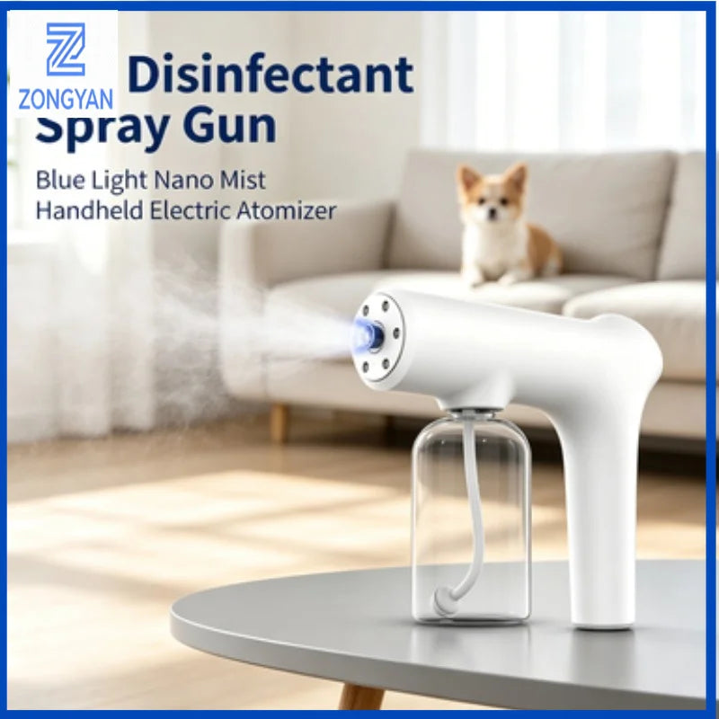 ZONGYAN Pet Disinfectant Spray Gun Handheld Electric Blue Light Atomizer For Pet Home Alcohol Hypochlorous Acid Sterilizing Tool