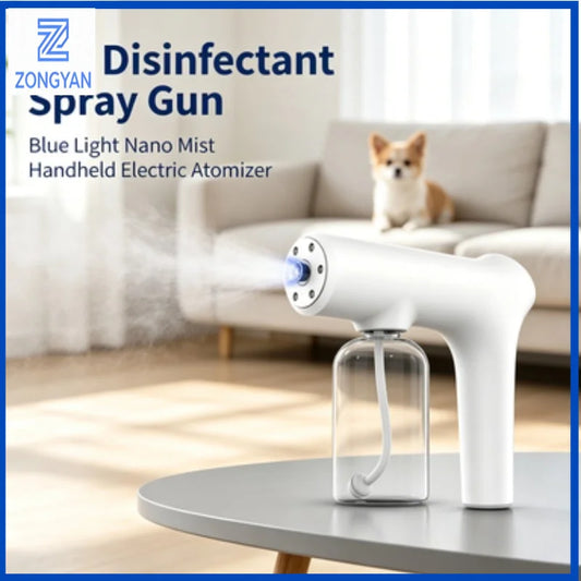 ZONGYAN Pet Disinfectant Spray Gun Handheld Electric Blue Light Atomizer For Pet Home Alcohol Hypochlorous Acid Sterilizing Tool